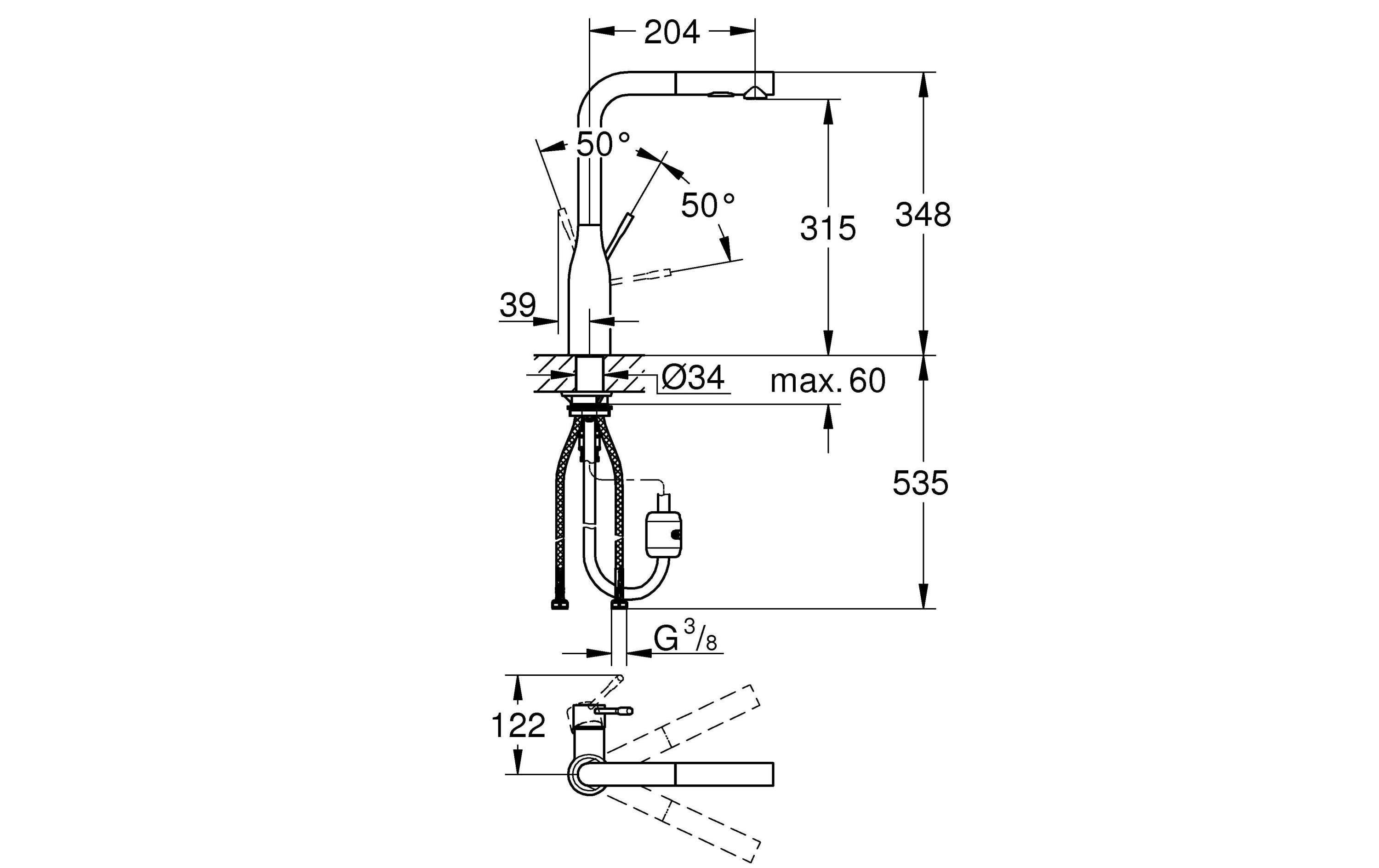 GROHE Küchenarmatur Essence L-Auslauf