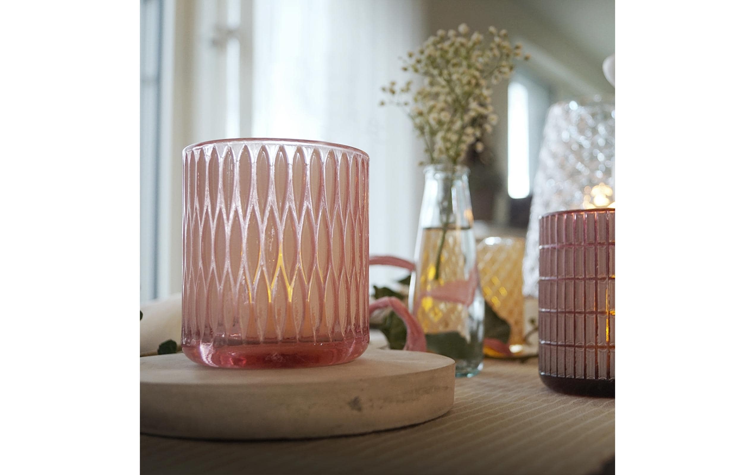 balthasar Windlicht Crystal 7.8 cm, Rosa