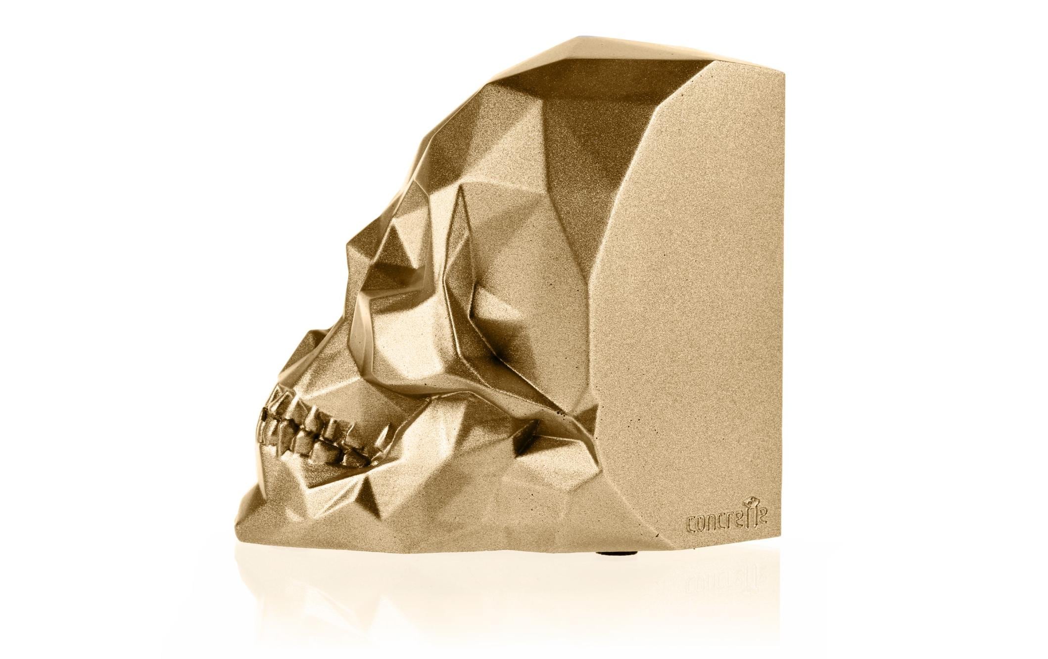 concrette Buchstütze Totenkopf Gold