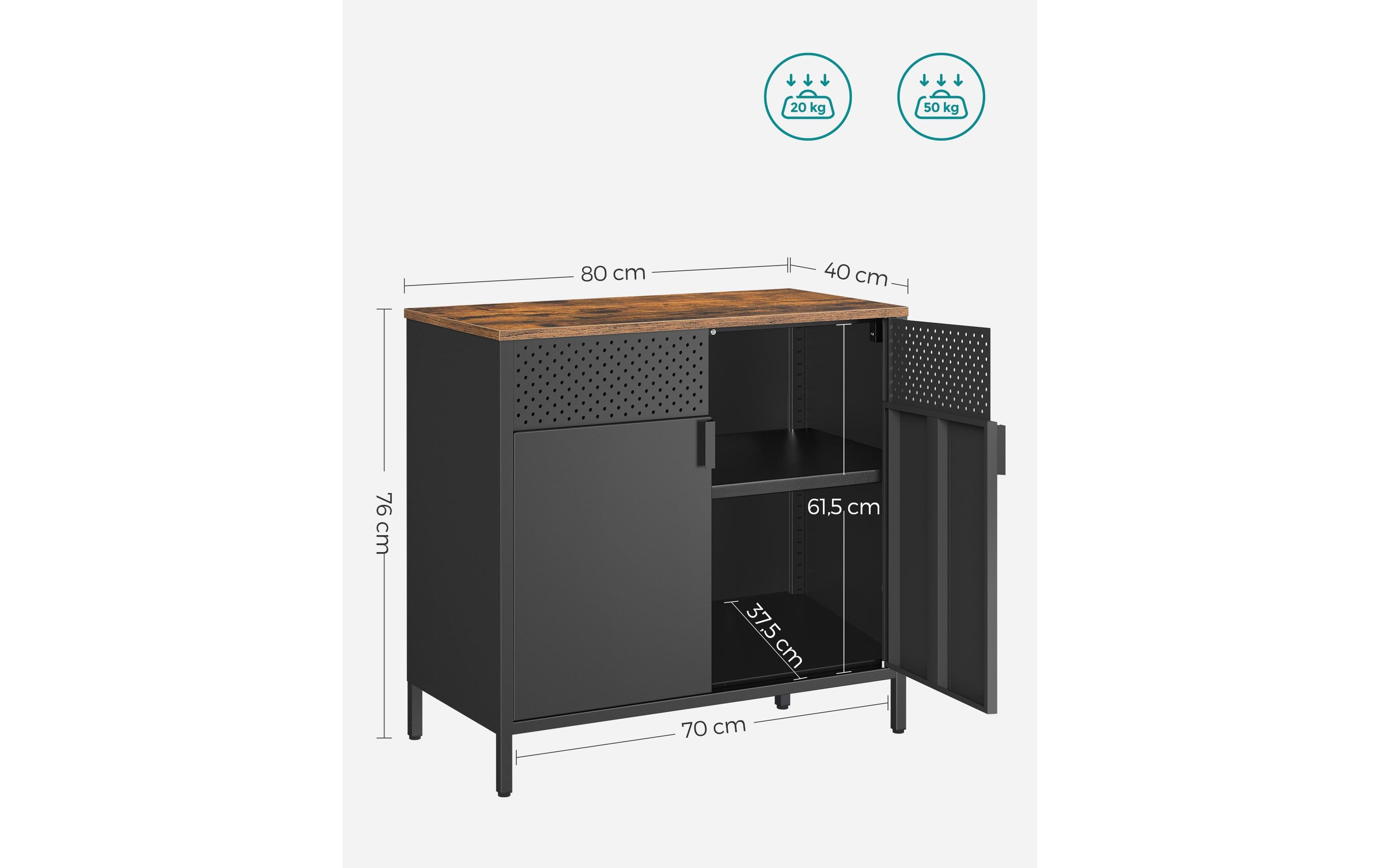 Songmics Kommode 80 x 40 x 76 cm, Braun/Schwarz