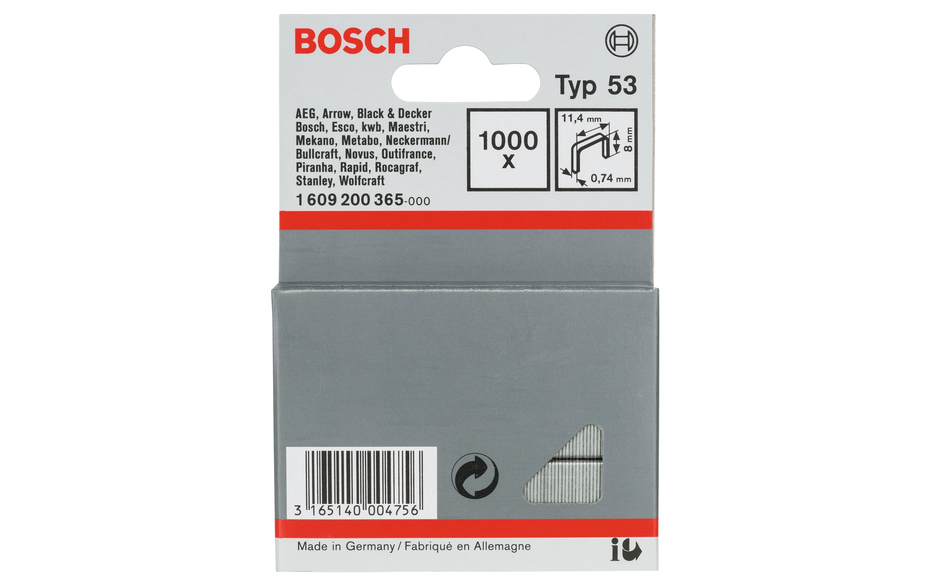 Bosch Professional Feindrahtklammer Typ 53 11.4 x 0.74 x 8 mm