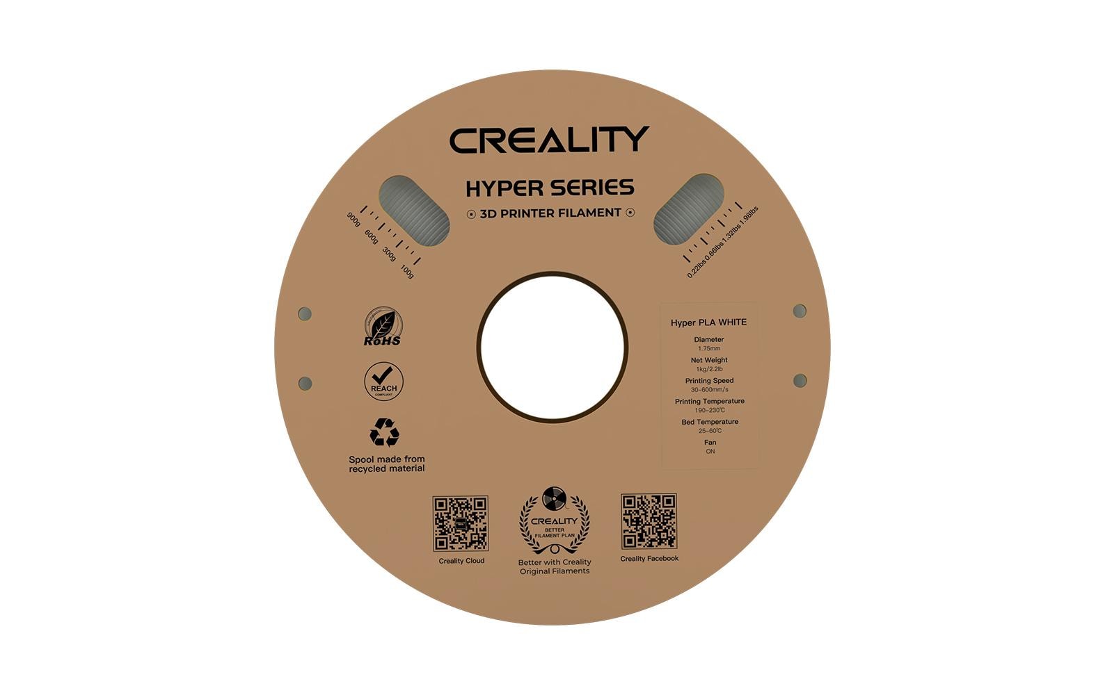 Creality Filament PLA Hyper, Weiss, 1.75 mm, 1 kg