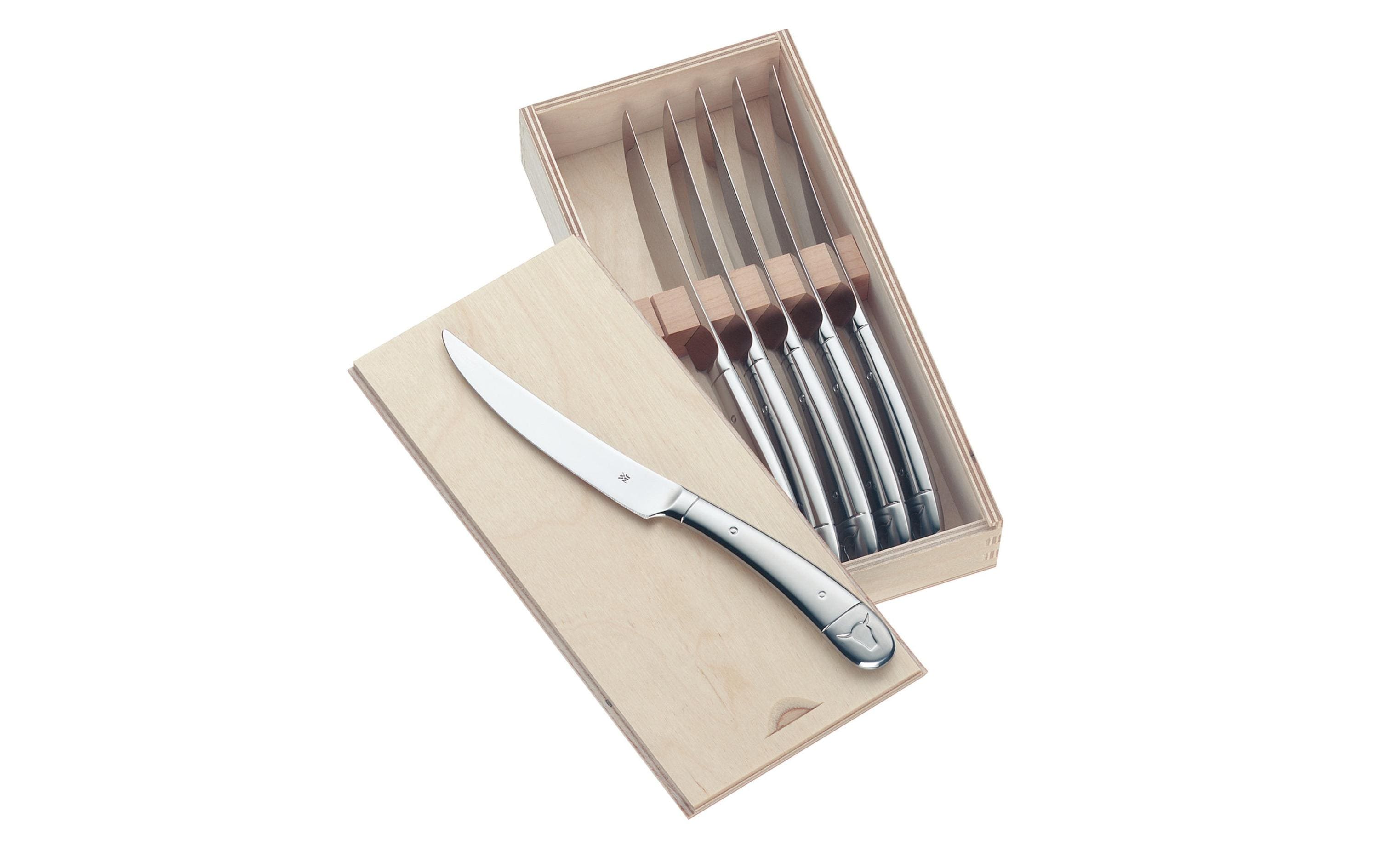 WMF Steakbesteck-Set in Holzkiste 6-teilig, Silber