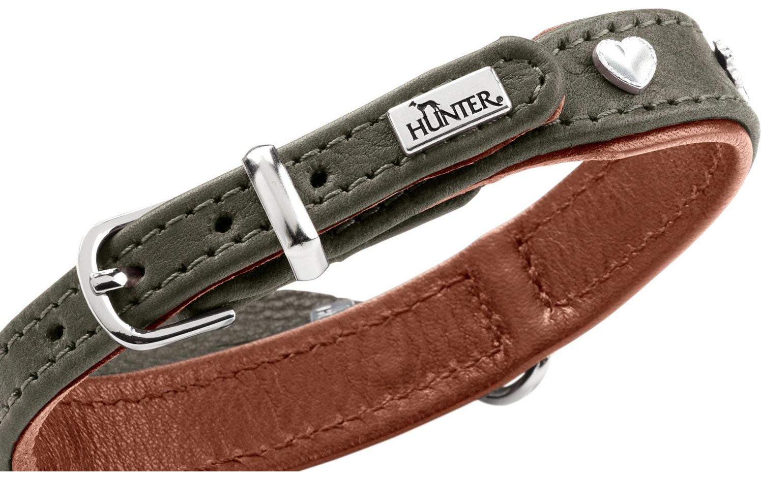 Hunter Halsband München Mini 30/XS, Rindsleder, Grün/Cognac