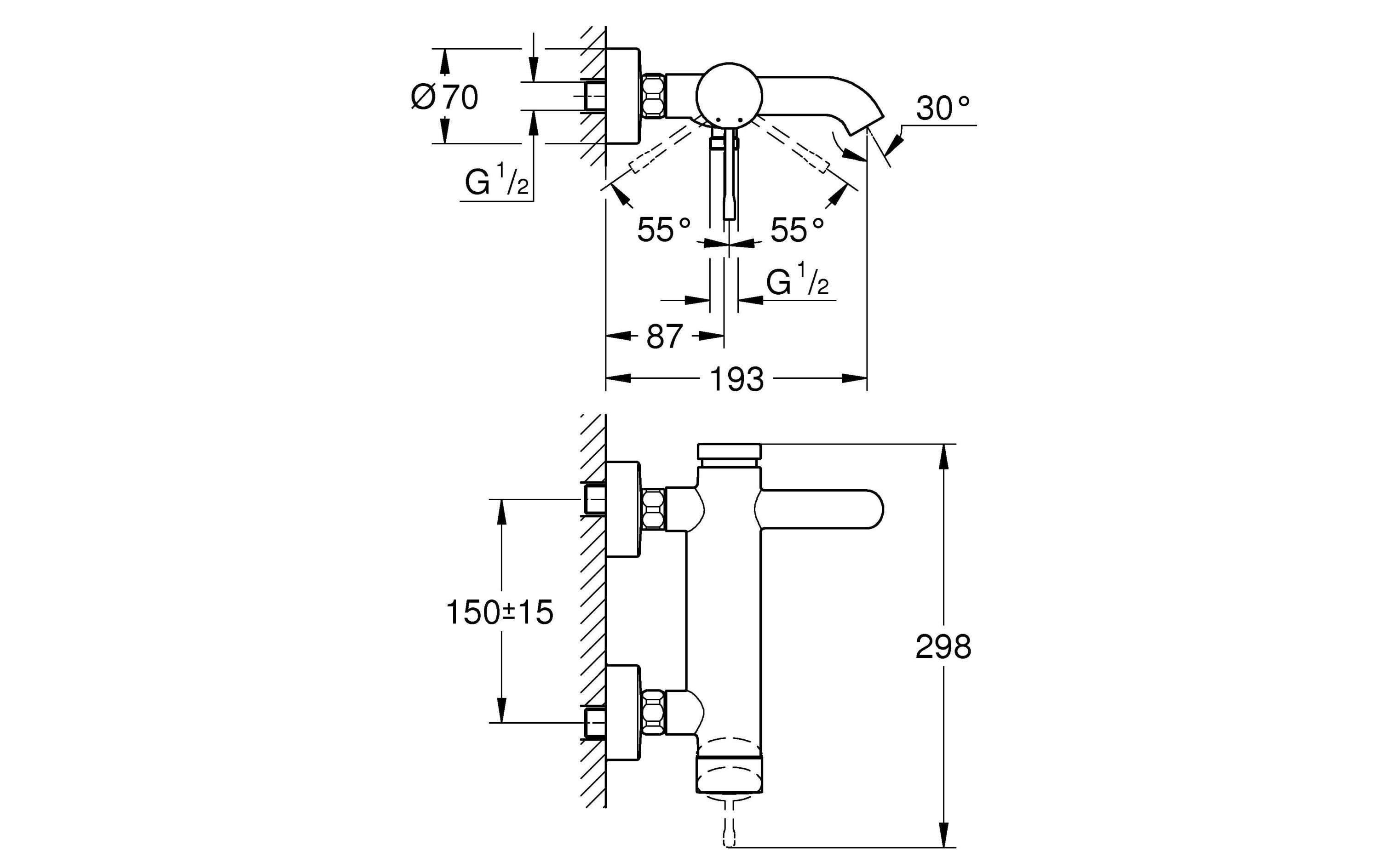 GROHE Badewannenarmatur Essence 1/2, Chrom