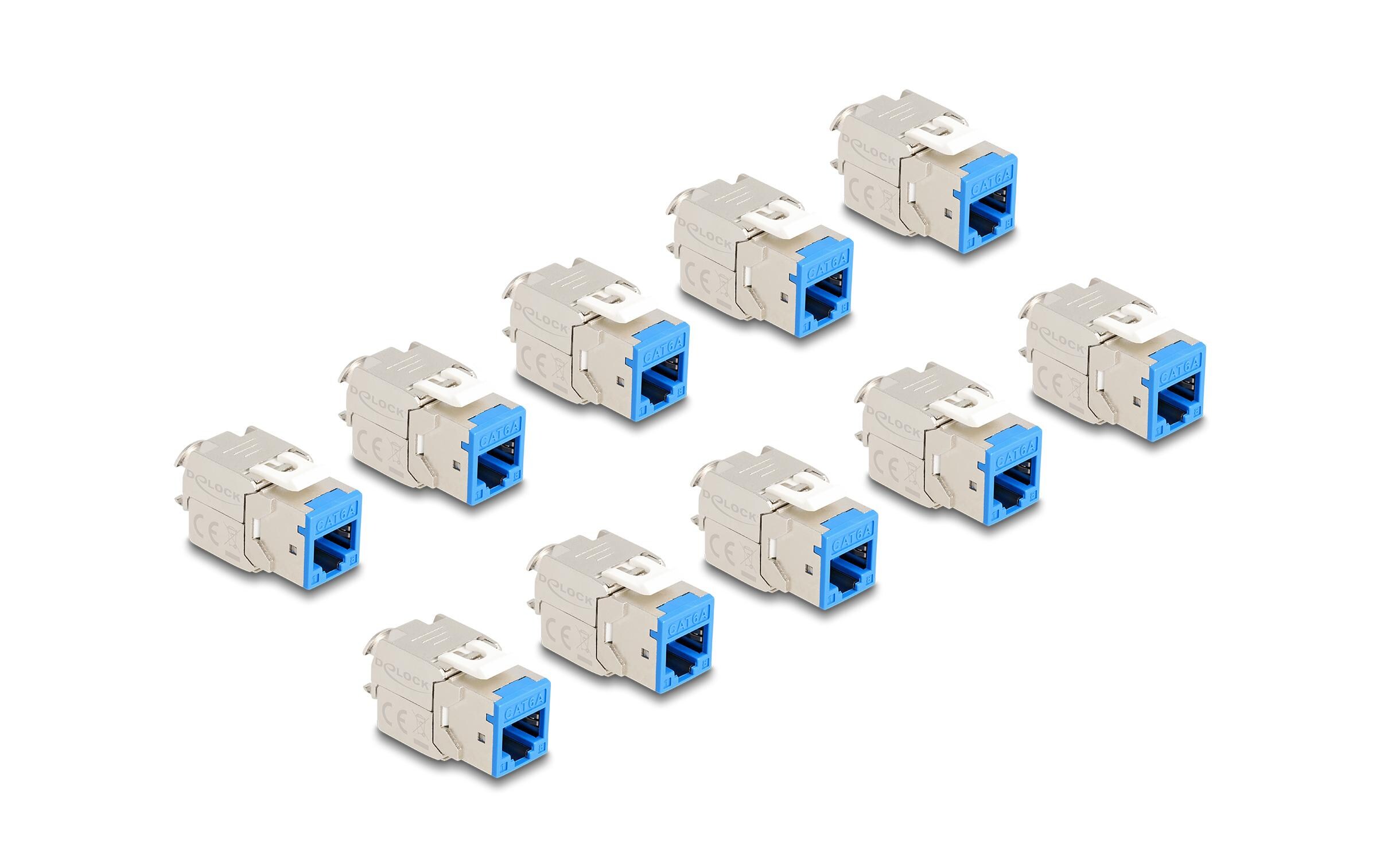 Delock Keystone-Modul RJ45 zu LSA Cat.6A Blau, 10 Stück